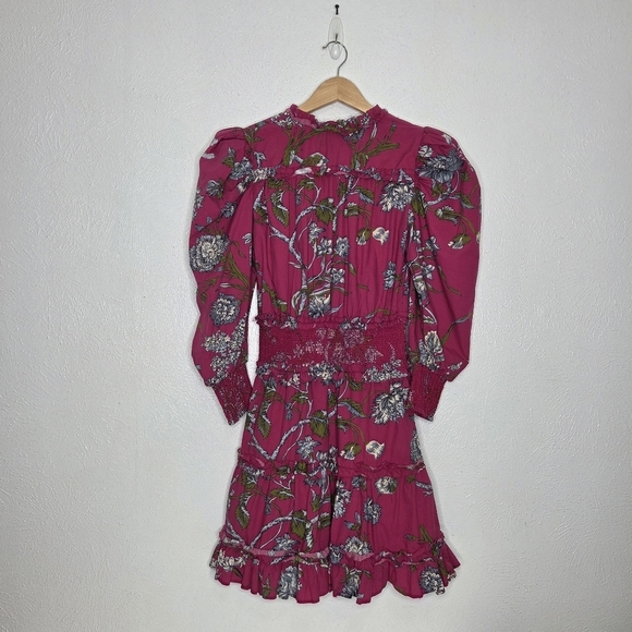 LOVE THE LABEL Wanda Floral Print Puff Sleeve Ruffle Dress Women's Size Small - Picture 15 of 16